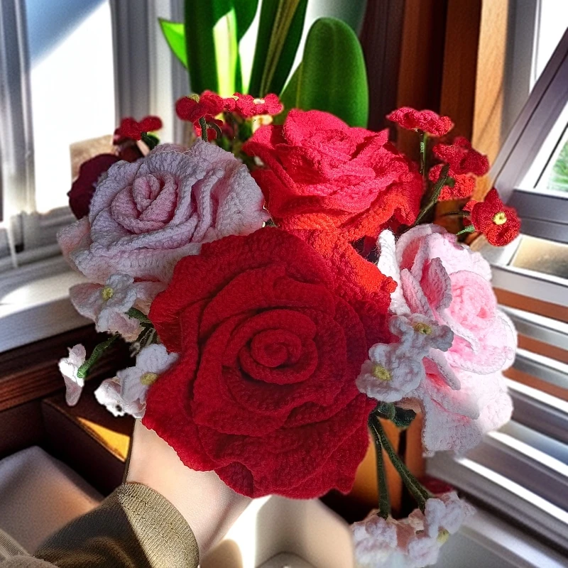成品毛线手工花泰玫