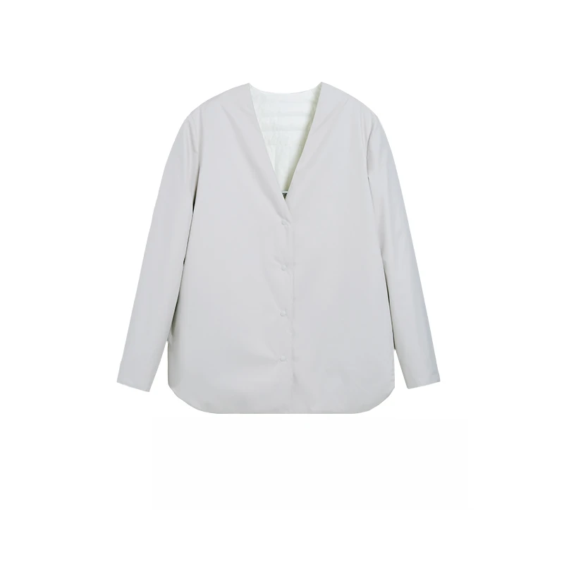 格调 轻薄鹅绒服纯色双面穿羽绒外套简约范早春必备上衣 4087