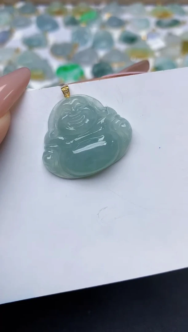 翡翠18K金镶嵌颈饰天然翡翠A货