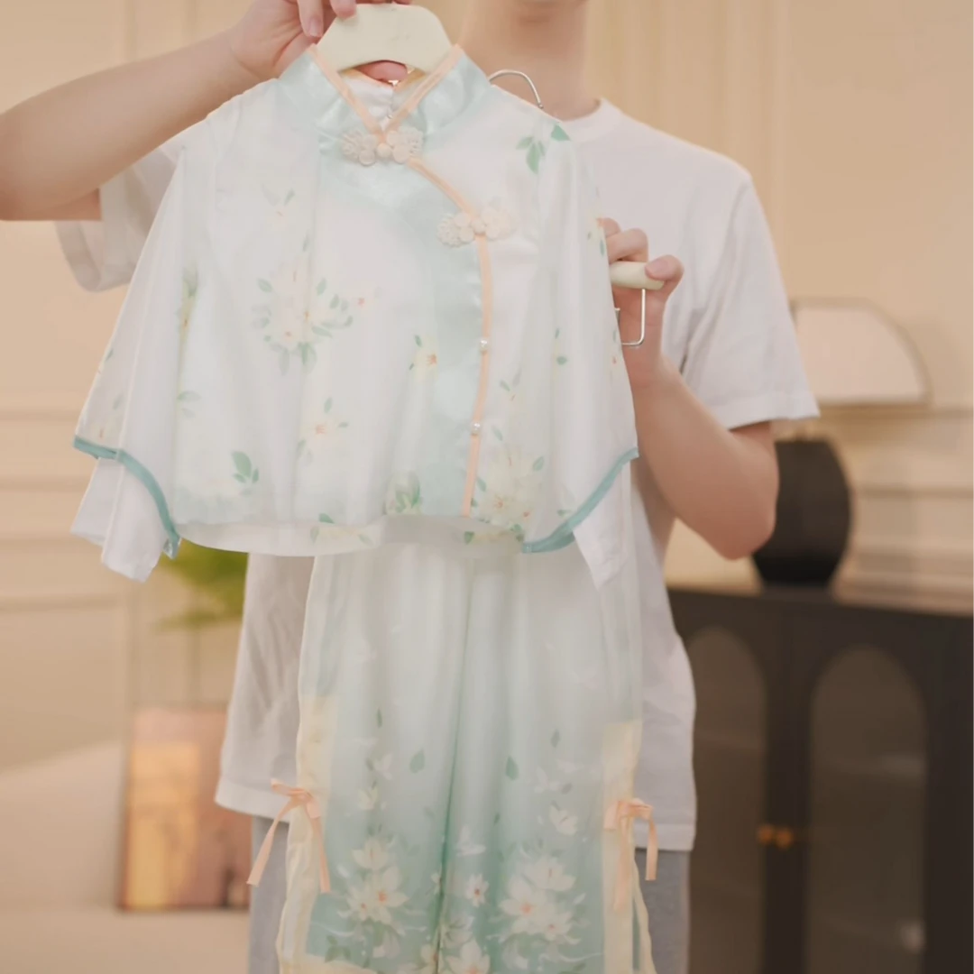 2025【兰芷幽香】春季女童古风仙气绣花中式上装+裤子套装