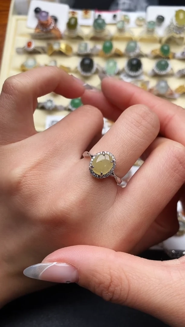 【闪购商品】翡翠戒指银S925镶嵌天然翡翠444  10+