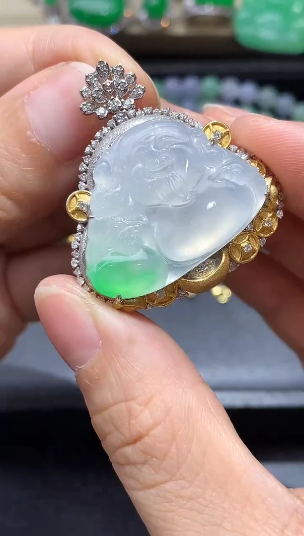 颈饰18K金镶嵌翡翠727-中国好珍宝