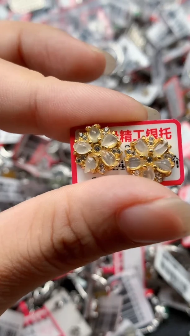银S925镶嵌戒指翡翠天然A货缅甸翡翠