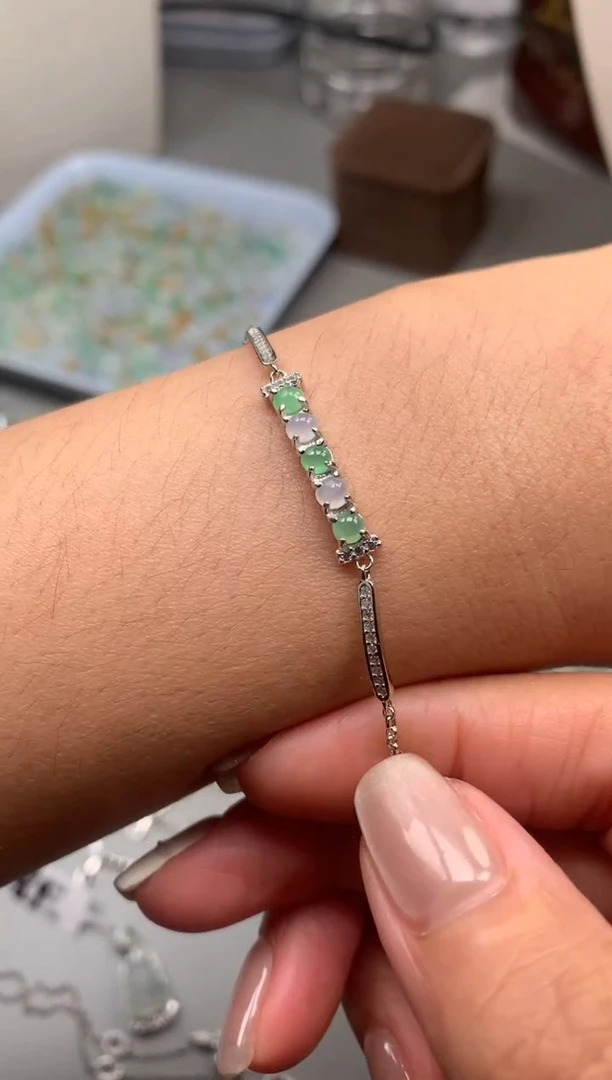 银S925镶嵌戒指翡翠手链7