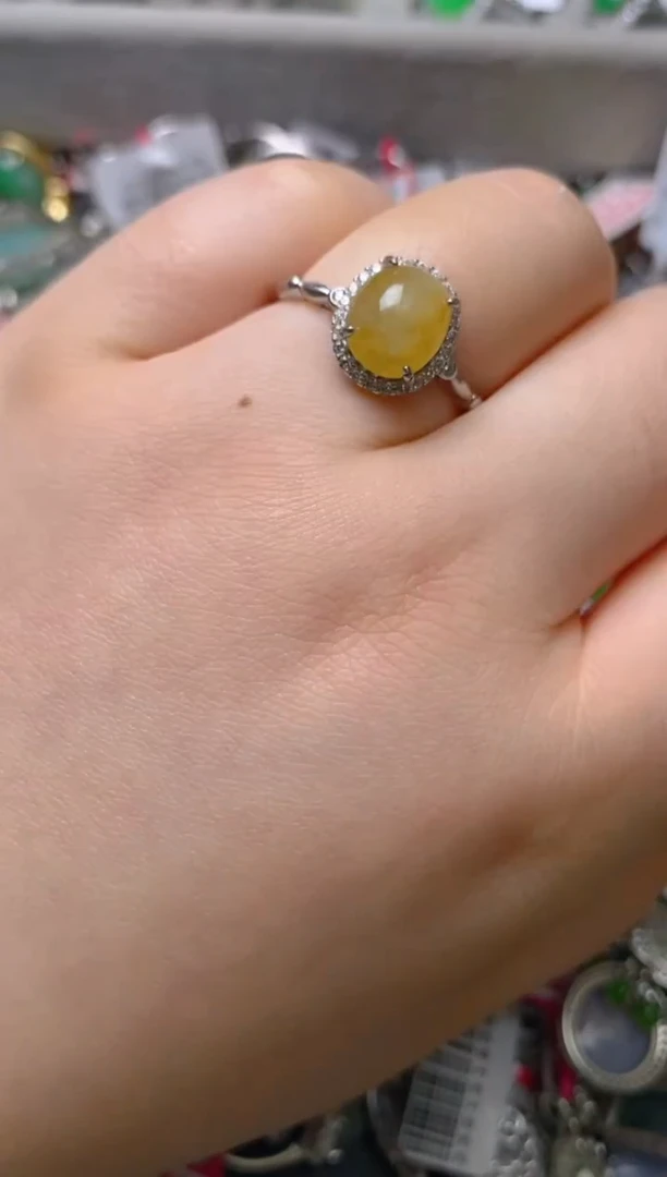 银S925镶嵌戒指翡翠百内无证书