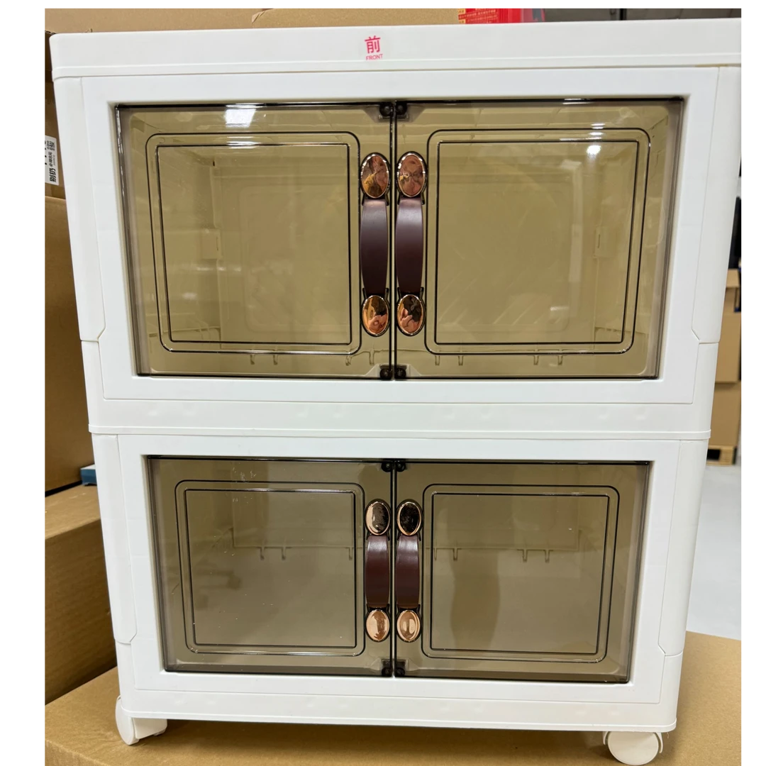 双层收纳箱家用折叠透明储物柜子