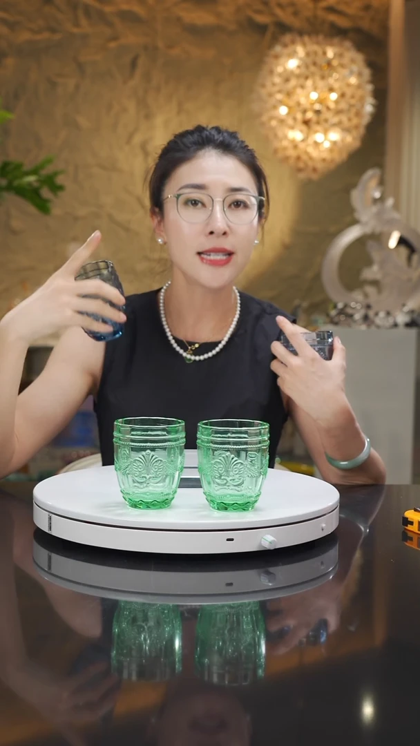 琉璃手工艺品福利浅绿水杯一套八只