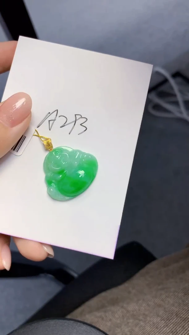 颈饰18K金镶嵌翡翠天然A货翡翠百元以上9元证书费自理