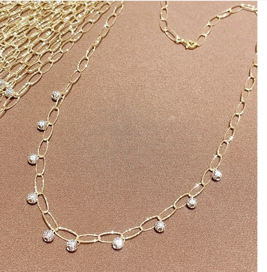 【嘉玲姐专属】18k双色椭圆星光珠链