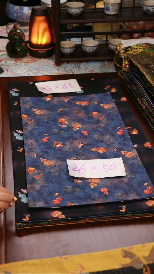 【葫芦蓝黑双面】中国风干泡织锦茶席33*65