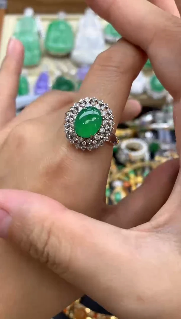 翡翠戒指18K金镶嵌410-中国好珍宝