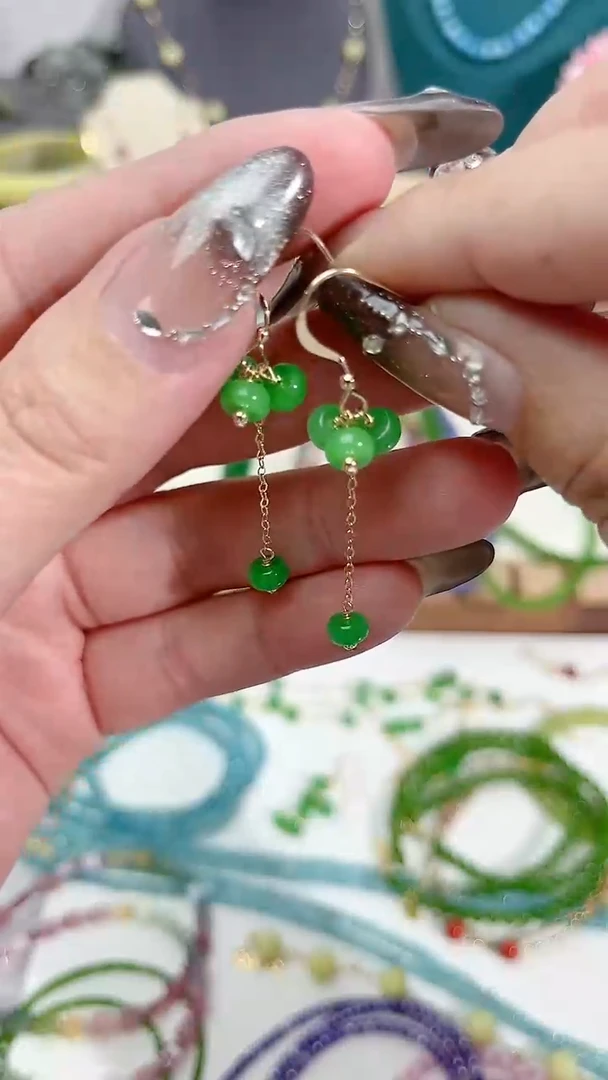 【闪购商品】翡翠耳饰14K金镶嵌花蕾59