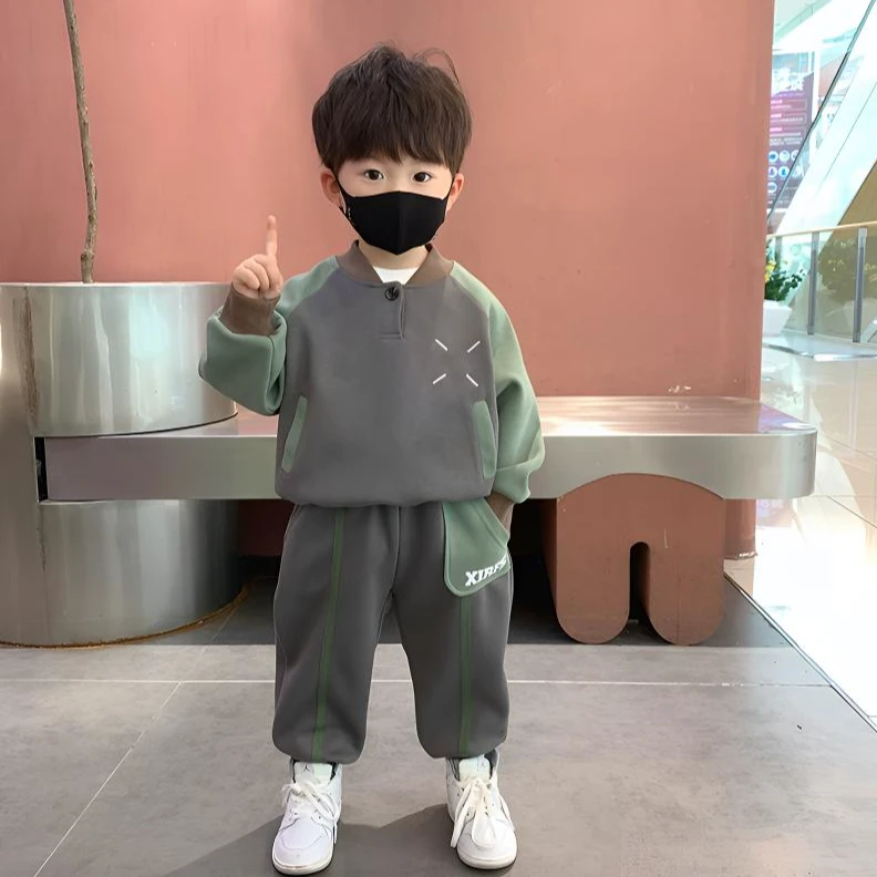 男童春秋套装2025新款卫衣两件套洋气时尚运动休闲帅气中小童百搭