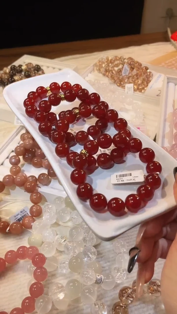 未镶嵌手链水晶多样性发一Q28红玛瑙14mm