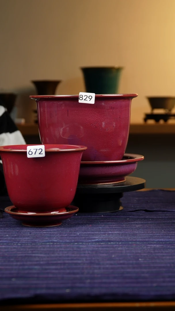 潭****生829+672窑变红花盆套