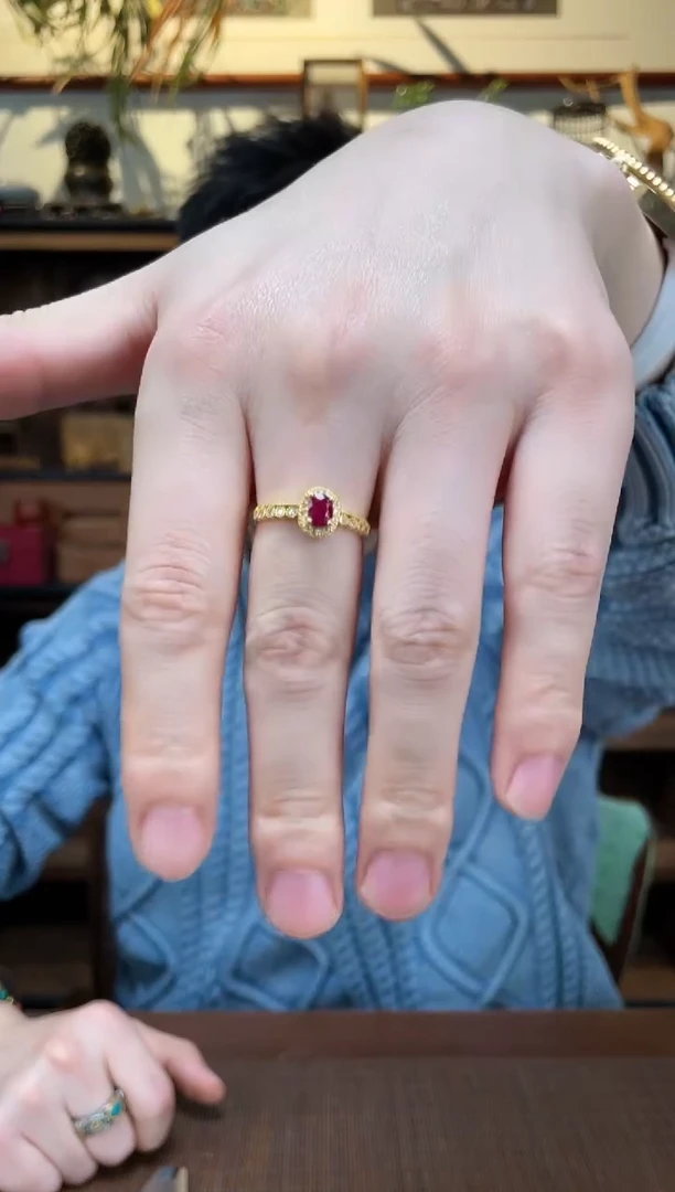 【闪购商品】红宝石戒指银S925镶嵌红宝石戒指*5CBGF