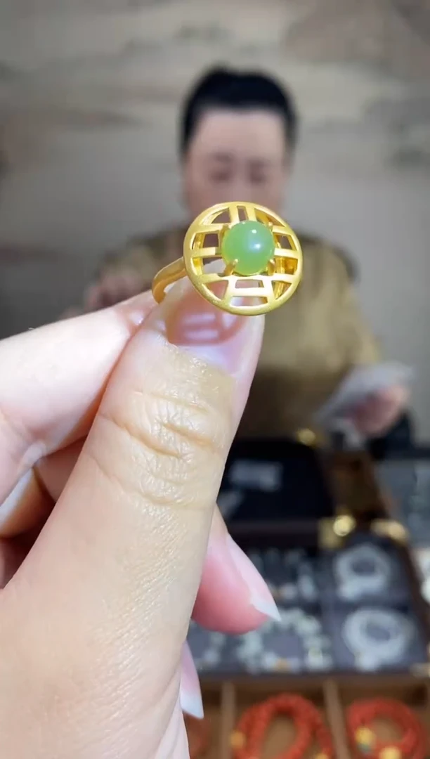 银S925镶嵌戒指和田玉JZ1058