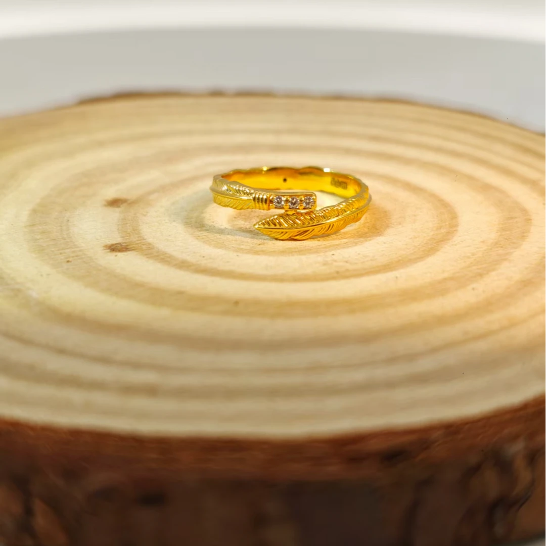 【付付专享】足金999 羽毛戒指 6D工艺 双12大促圣诞节