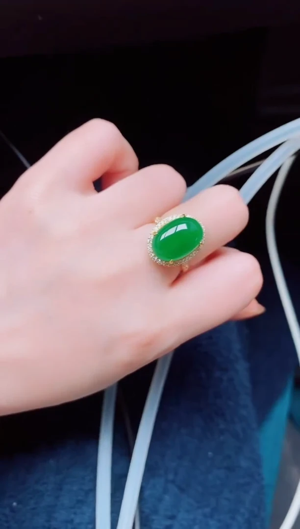 【闪购商品】翡翠戒指银S925镶嵌天然a货翡翠910