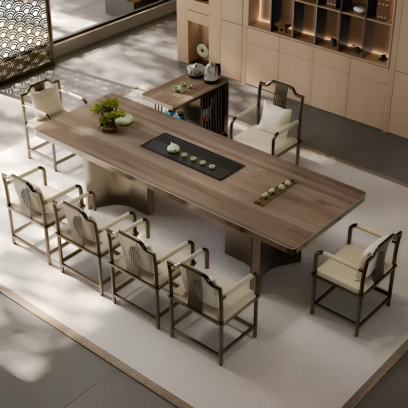 【大奔驰】奢石岩板茶台桌现代茶桌椅组合简约轻奢办公室茶桌泡茶台