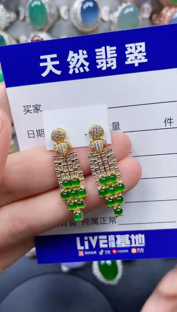 银S925镶嵌翡翠耳饰262