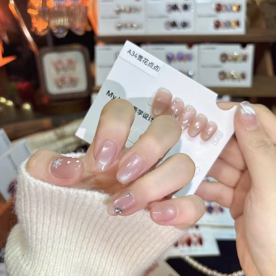 A34【雪花波点】新年款纯手工秋冬显白气质穿戴甲