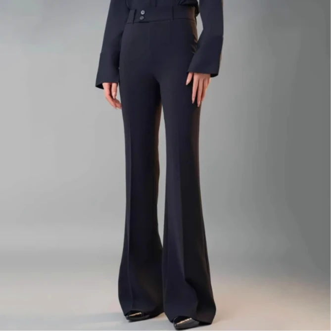 AMASS/阿玛施秋季新款百搭时尚高腰修身显瘦微喇裤女士510021西裤