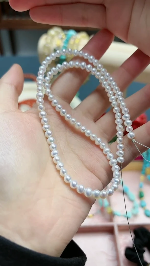 【闪购商品】淡水珍珠项链银S925镶嵌珍珠4+mm项链*1 ZD 多样发一