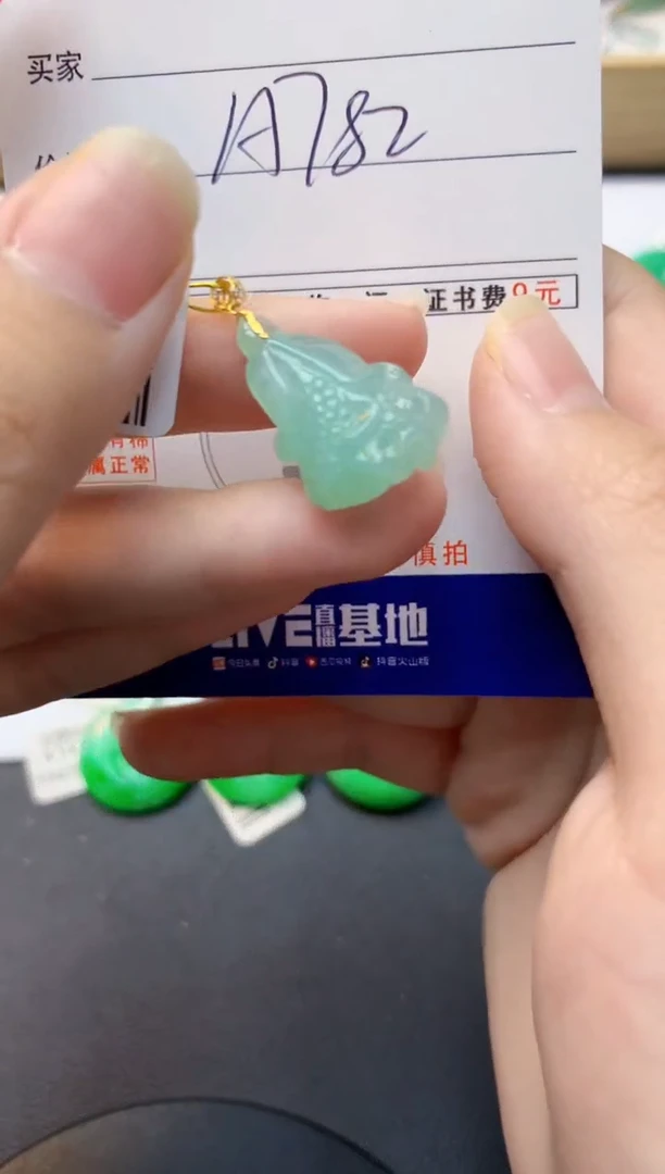 颈饰18K金镶嵌翡翠天然缅甸A货翡翠百元以上9元证书费自理