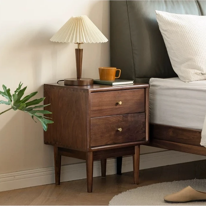 【天百芙】全材北美黑胡桃实木床头柜新中式床头收纳柜抽屉柜