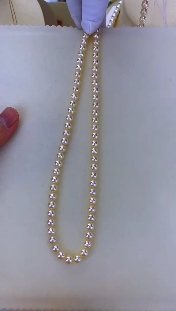 银S925镶嵌DA海水珍珠 GD233 6-7 羽皇金串链