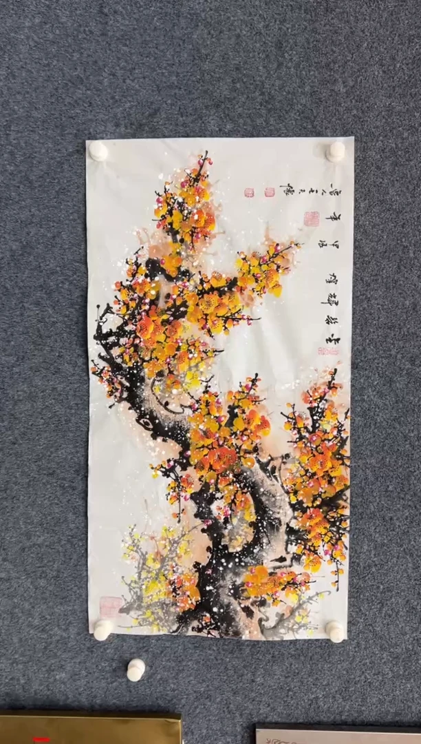 【闪购商品】国画王夫怀-三尺横白宣-金梅