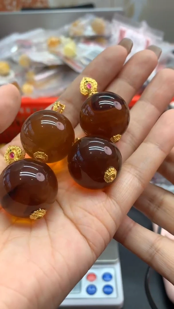 银S925镶嵌琥珀珠宝奇石771多样性发其一默认有瑕