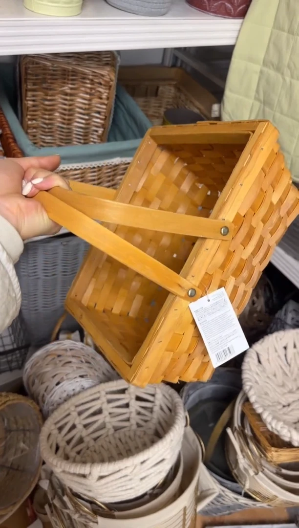 微瑕捡漏水杉木双提篮小筐