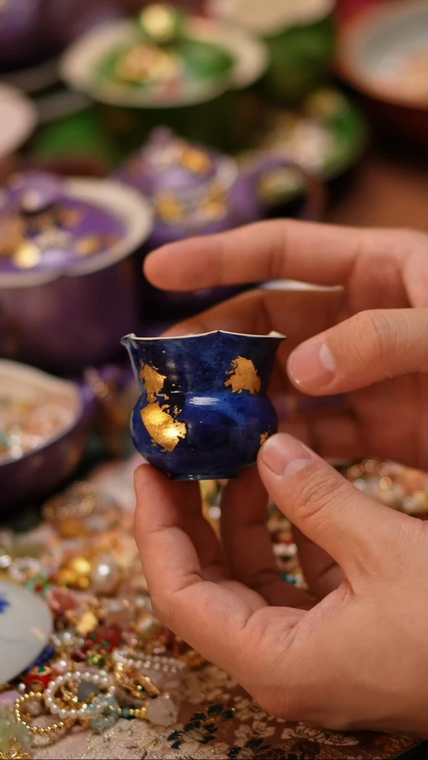 【闪购商品】蓝色大漆杯+链子蓝色大漆杯