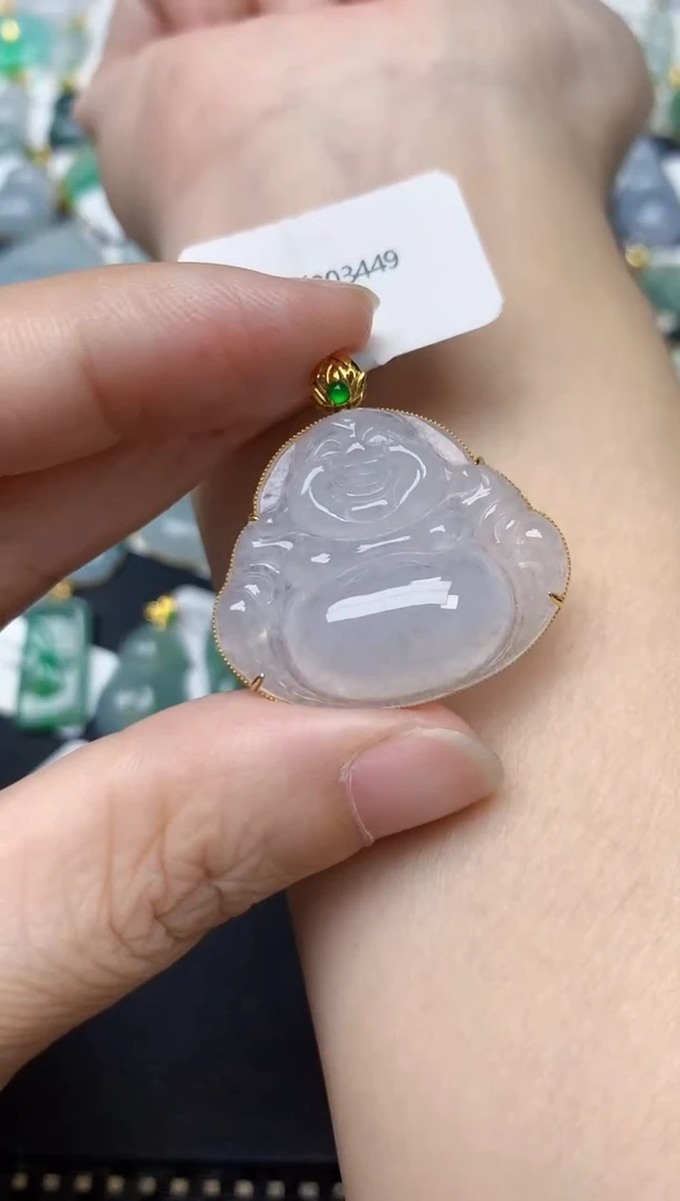 颈饰18K金镶嵌翡翠天然缅甸A货翡翠