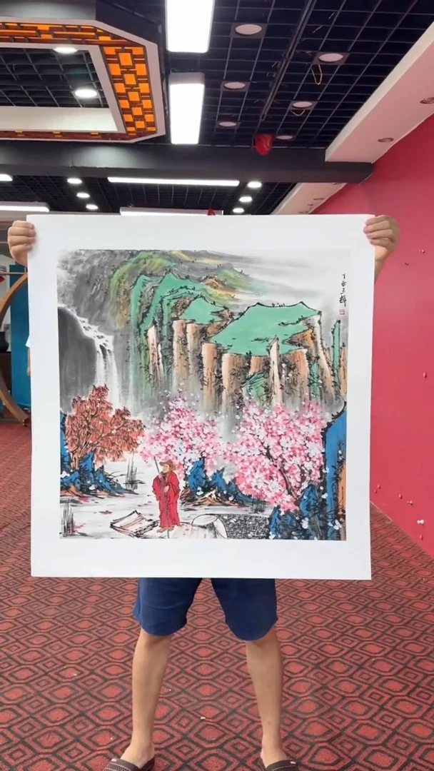 国画国画绘画山水花鸟平尺