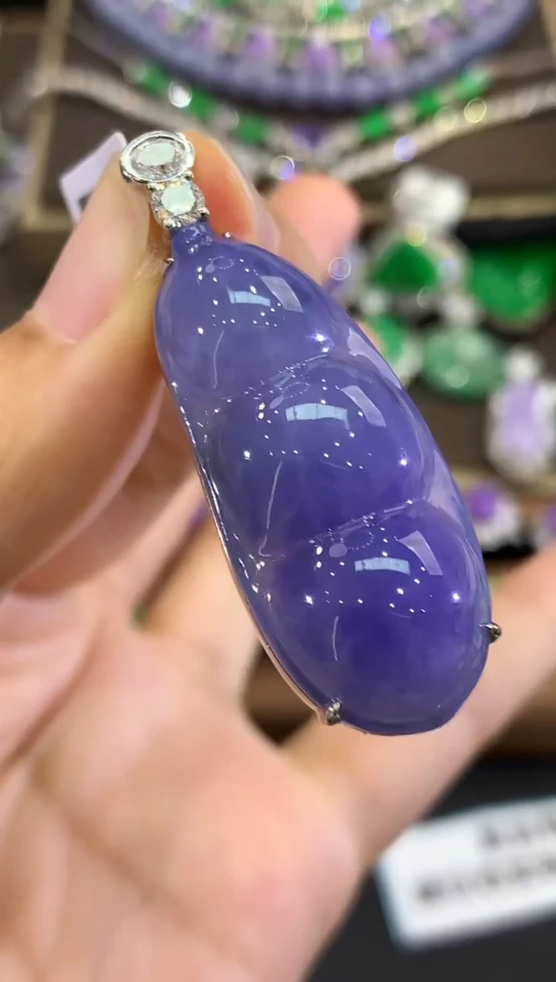 吊坠(不含链)18K金镶嵌翡翠冷*~C68 紫货有色差