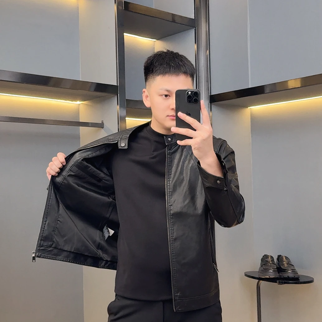 6601-秋季皮衣高品质男士外套立领休闲夹克机车服