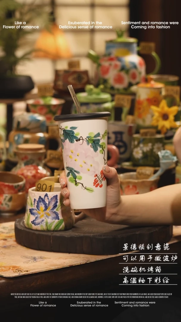 陶瓷景德镇高温手绘釉下彩设计师款式