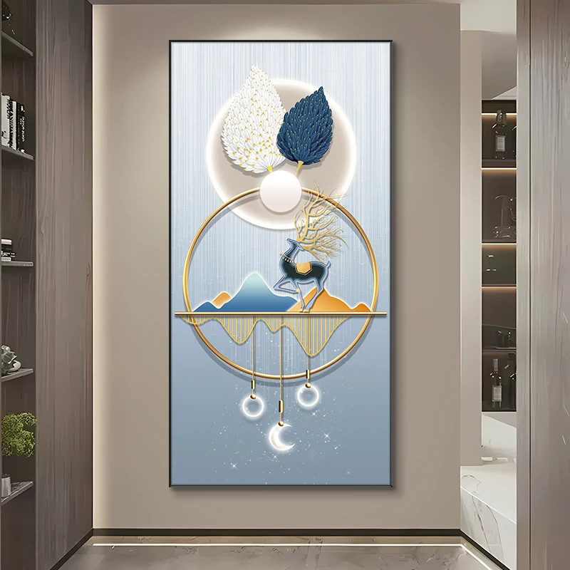 吉光凤羽玄关装饰画现代轻奢高级感入户走廊过道挂画高档大气挂画