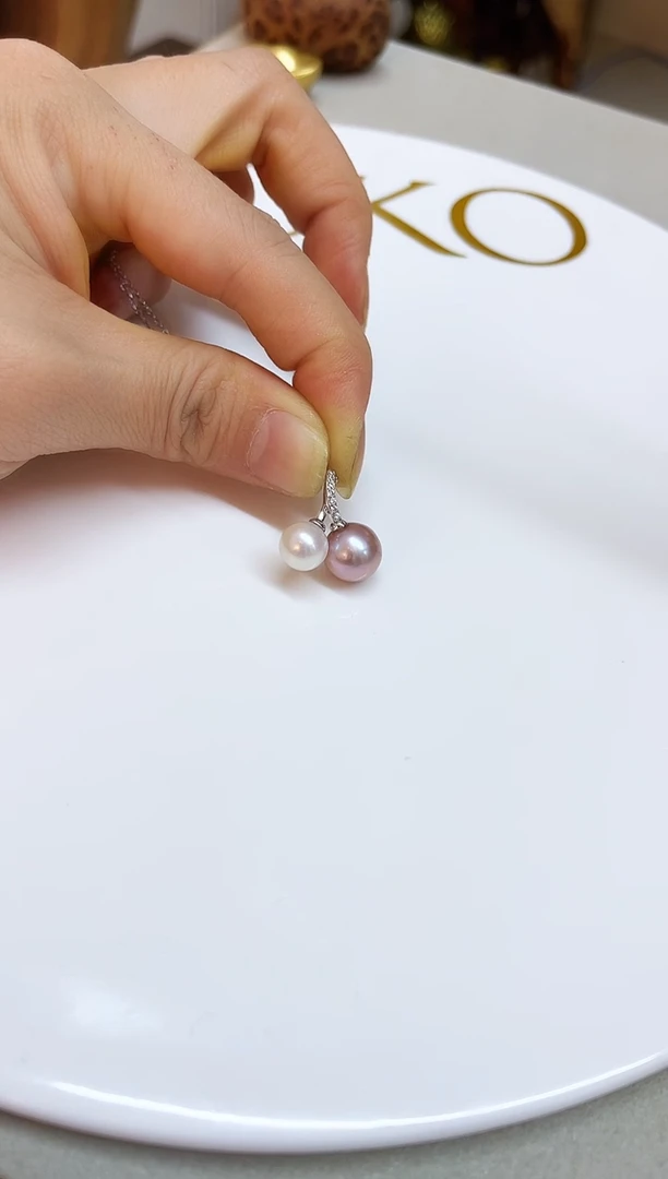 颈饰银S925镶嵌淡水珍珠7-10mm