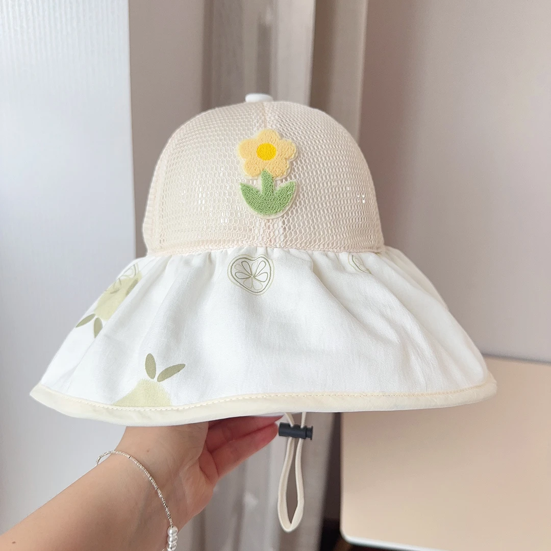 宝宝帽子夏季薄款透气遮阳帽儿童凉帽大檐太阳网帽可爱女童防晒帽