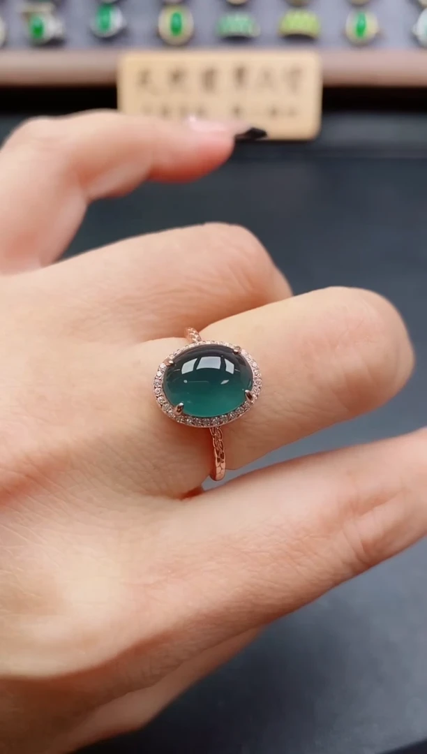 银S925镶嵌戒指翡翠1