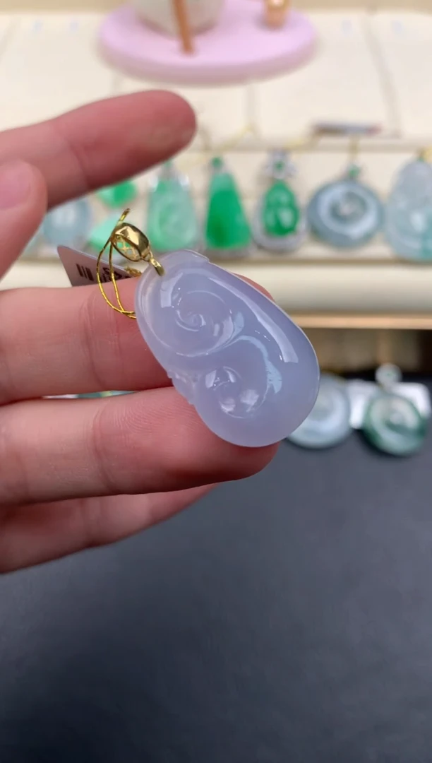 【闪购商品】翡翠挂件18K金镶嵌Q597