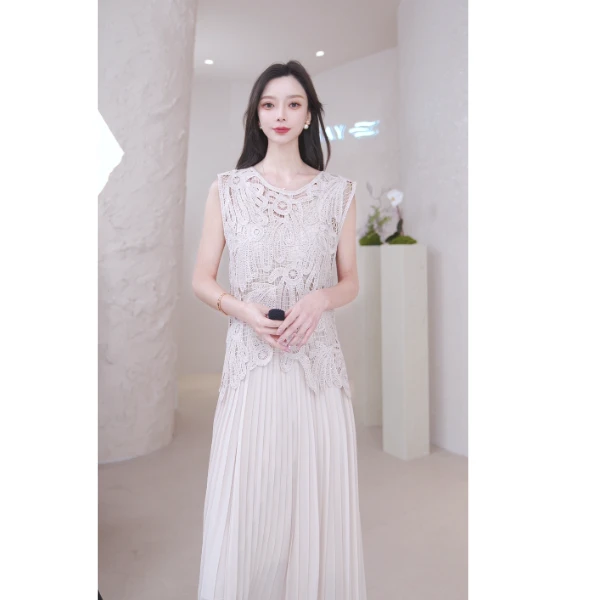 【高定】歌力思2025新款法式镂空真两件连衣裙女EWV362Y00300