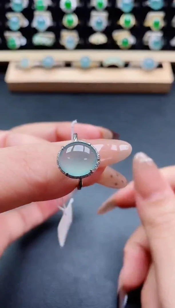 银S925镶嵌戒指翡翠1