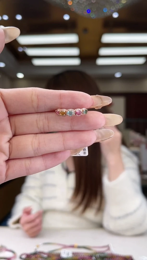【闪购商品】碧玺/银S925镶嵌碧玺戒指多样性发货46