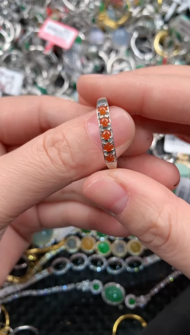 银S925镶嵌戒指翡翠11   7