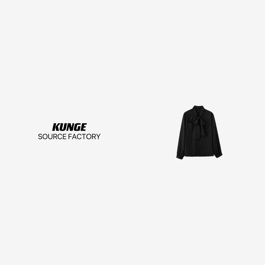 KUNGE 时尚气质显瘦百搭休闲款飘带衬衣 8401